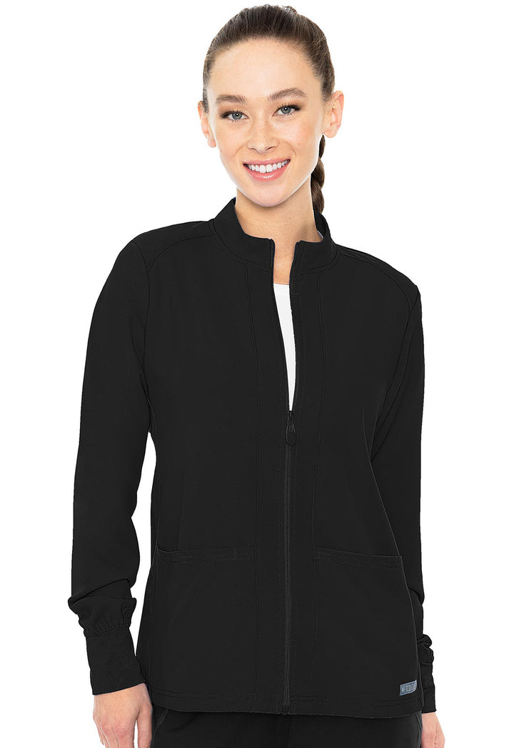 Women's Zip Front Warm-Up With Shoulder Yokes - Black