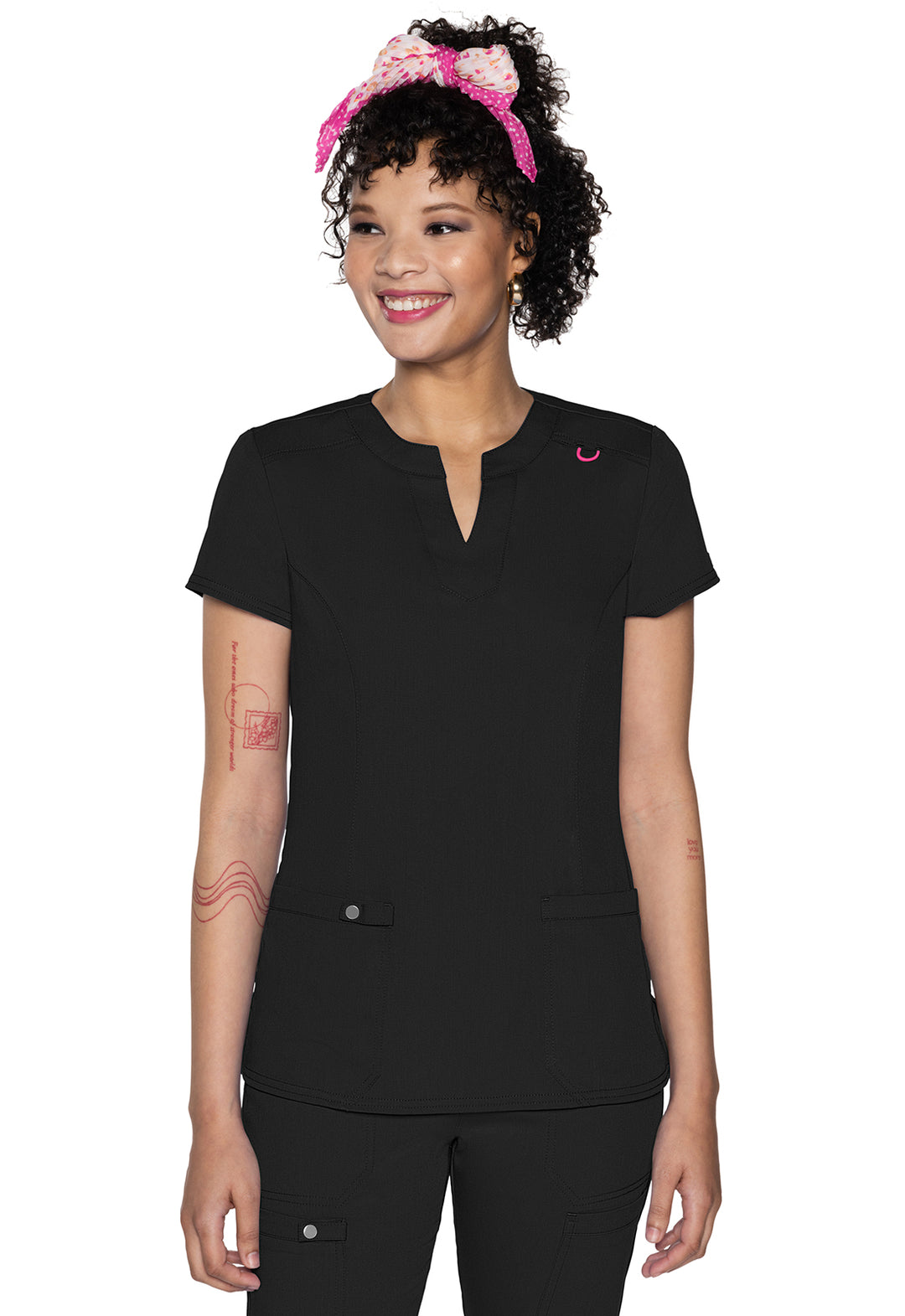 Women's  Split Round Neck Top - Black