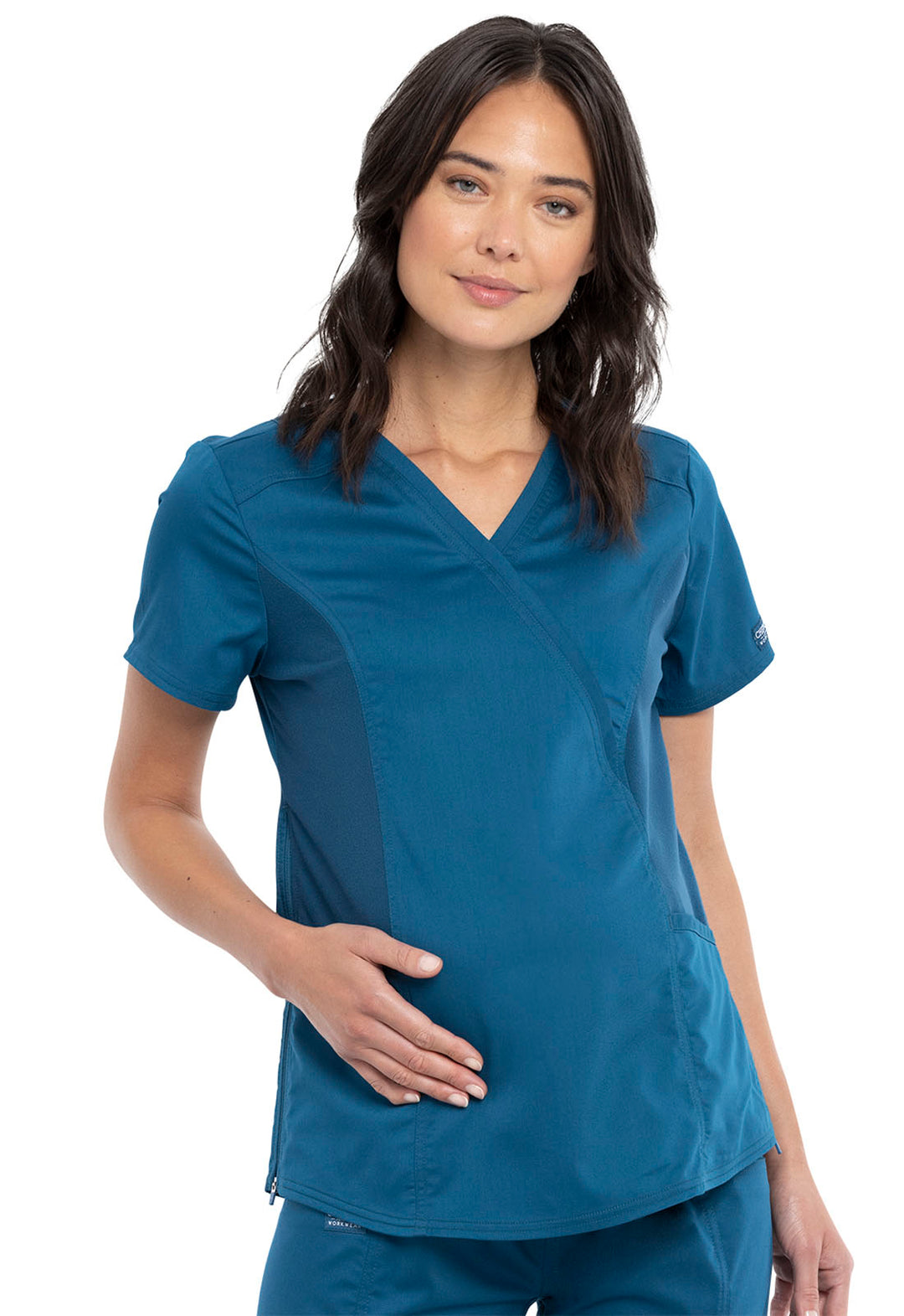 Women's Maternity Mock Wrap Top - Caribbean Blue