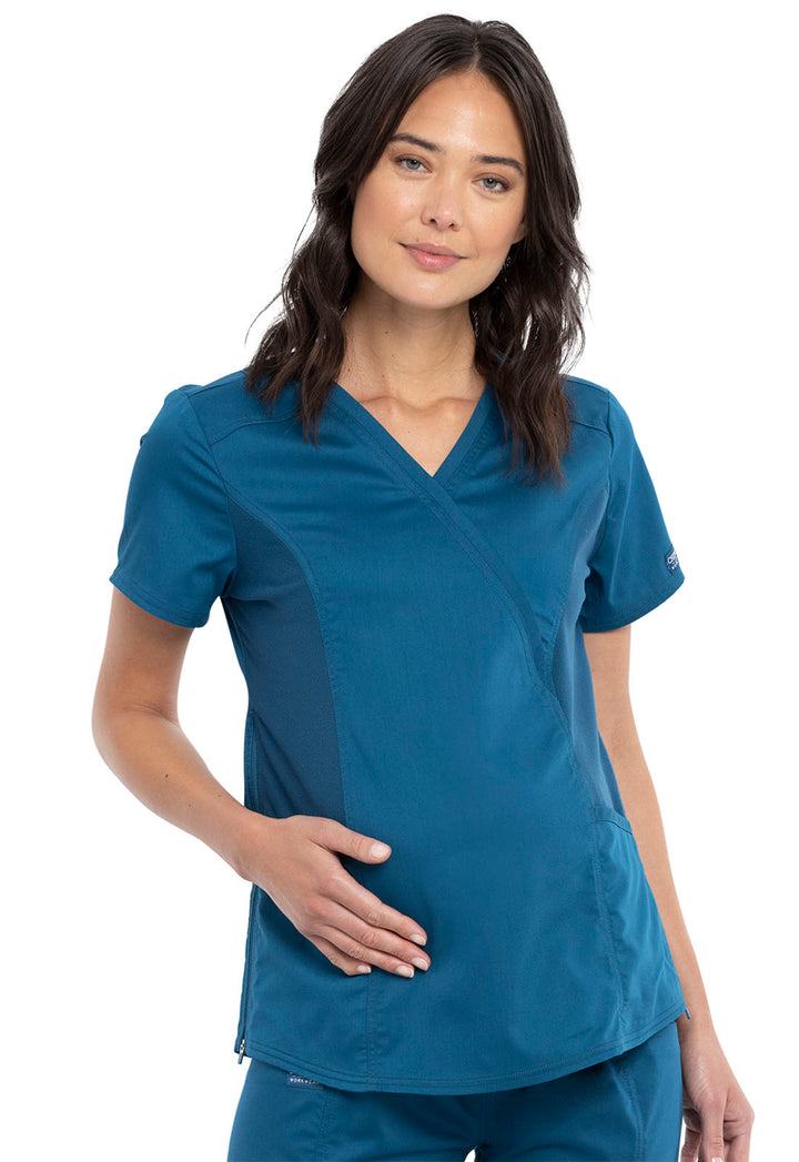 Women's Maternity Mock Wrap Top - Caribbean Blue